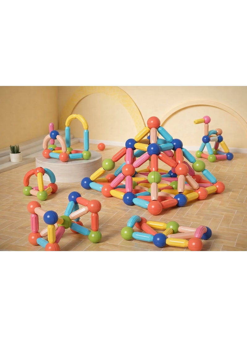 42-Piece Magnetic STEM Learning Toy | Sticks & Balls 2D & 3D Construction Set for Boys & Girls - Image 1